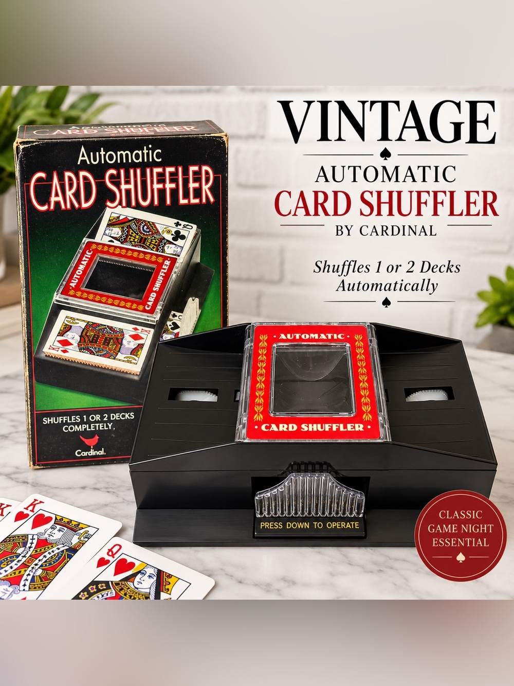 Vintage Cardinal Automatic Card Shuffler 1–2 Decks w/ Original Box